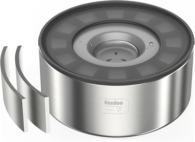 2L No Spill Water Bowl for Dogs, Double-Wall Stainless Steel with Splash-Proof Paws Lid and Floating Disk, Non-Slip Base, Easy to Clean Slow Water Feeder for Small Medium Dogs-PawvioPets