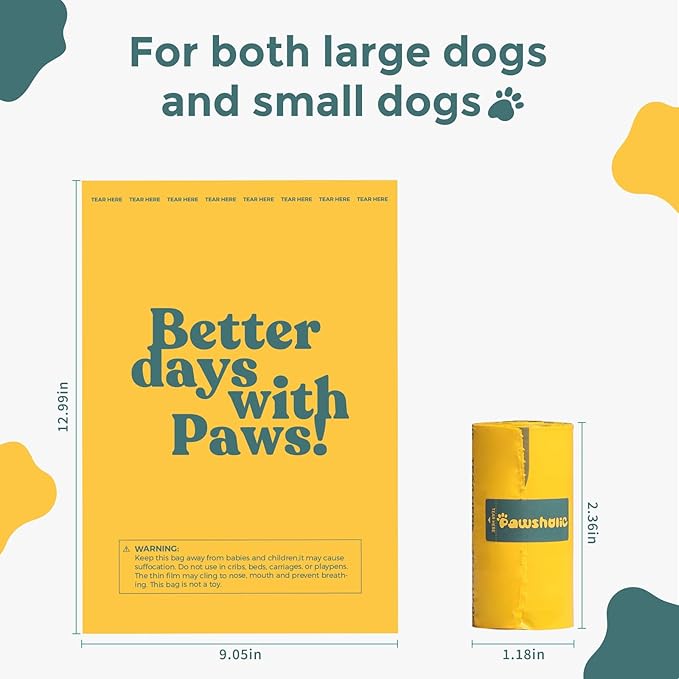Dog Poop Bags Rolls Biodegradable 100% Leak Proof Thickened Dog Waste Bags -120 Count 8 Rolls - Doggie Poop Bag for Small and Big Dogs(Unscented)-PawvioPets