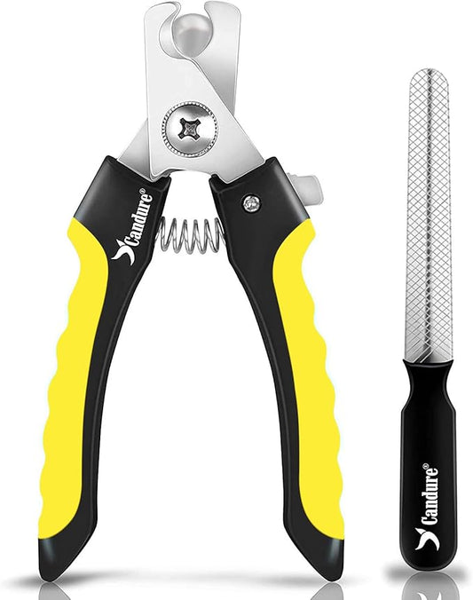Candure Dog Nail Clippers for Pet Grooming - Professional Cat Nail Trimmers Suitable for Small to Medium Breeds with a Safety Guard & Nail File-PawvioPets