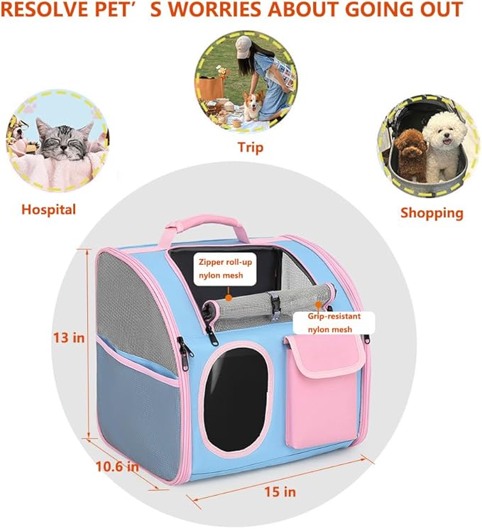 Cat Dog Carrier Backpacks,Pet Backpack Carrier, Bubble Backpack Pet Carriers with Breathable Mesh for Cats Small Dogs Puppies Animals for Travel, Hiking, Camping or Outdoor Use (Blue)-PawvioPets