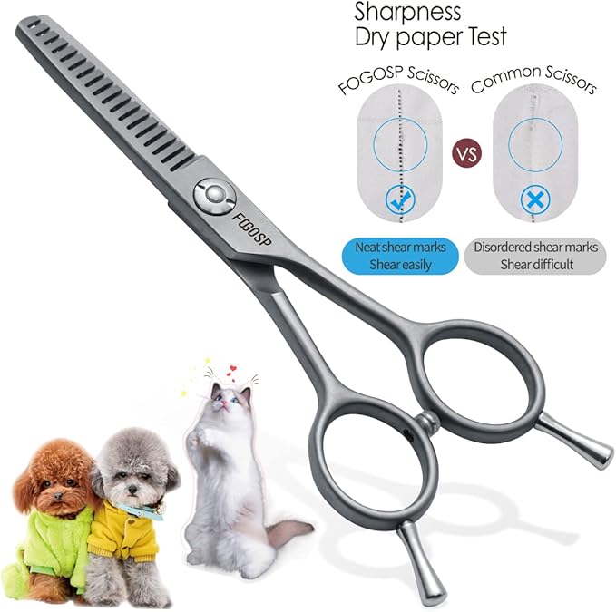 4.5" Thinning Shears for Dogs Grooming Face with Safety Round Tip for Small Dogs Face Paw Ears Trimmer Professional Small Cat Grooming Scissors (4.5" Blender, Gray)-PawvioPets