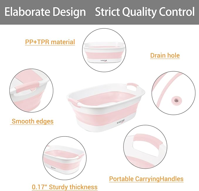 Collapsible Dog Bath Tub for Small Dogs & Cats, Portable Puppy Bath Tub with Water Drain Plug, Space Saving Foldable Pet Bathtub for Indoor & Outdoor Use, Pink-PawvioPets