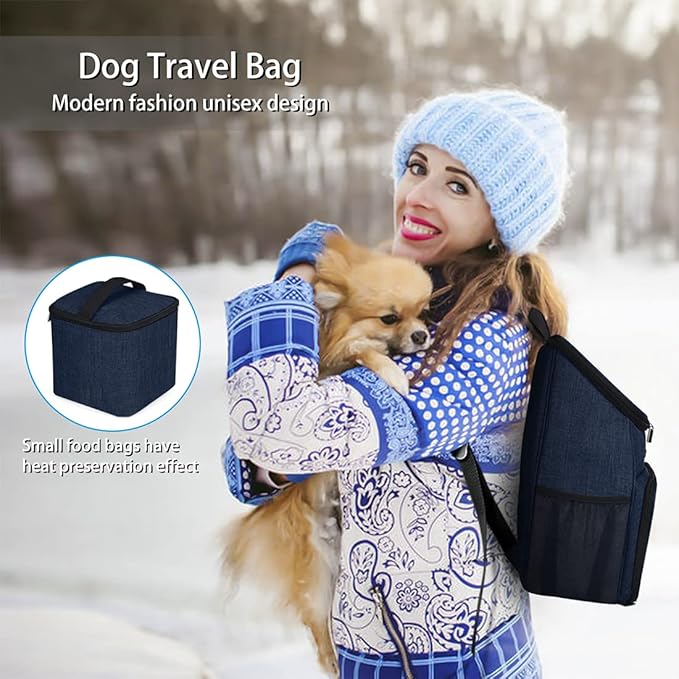 BAGLHER丨Dog Travel Bag, Airline Approved Pet Supplies Backpack, Dog Travel Backpack with 2 Silicone Collapsible Bowls and 2 Food Baskets-PawvioPets