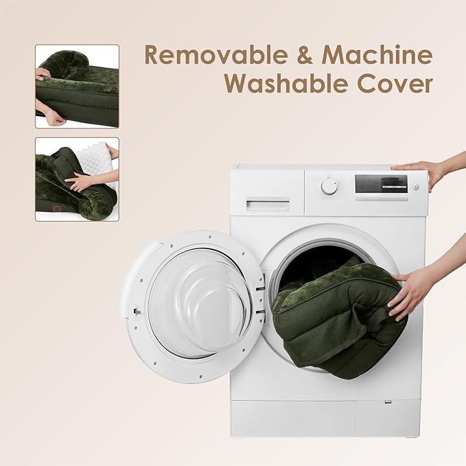 EHEYCIGA Orthopedic Dog Beds for Extra Large Dogs, Waterproof Memory Foam XL Pet Bed with Sides, Non-Slip Bottom and Egg-Crate Foam Big Dog Couch Bed with Washable Removable Cover, Dark Green-PawvioPets