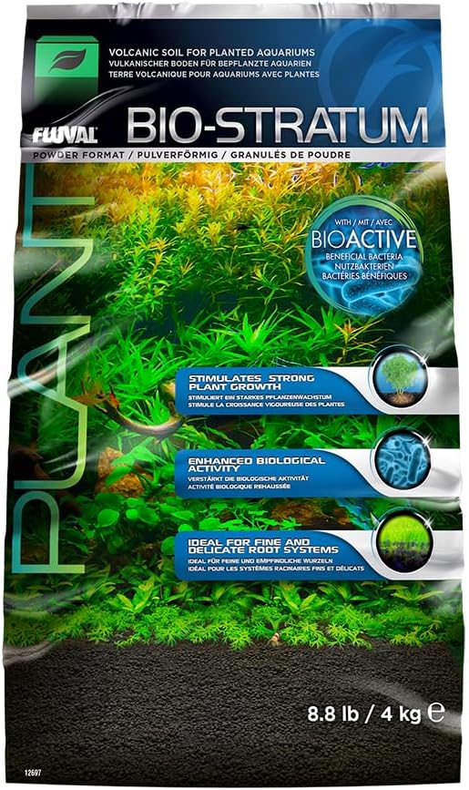 Fluval 12697 Natural Mineral-Rich Volcanic Soil Bio Stratum for Planted Tanks, 8.8 lbs. - Aquarium Substrate for Healthy Plant Development, Growth, and Color-PawvioPets