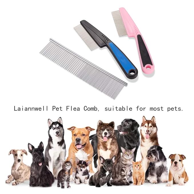 Cat Combs,Pet Comb Laiannwell Professional Grooming Comb for Dog/Cat/Small Pets(3 Packs)-PawvioPets