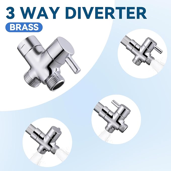 Dog Shower Attachment, 3 Mode Handheld Sprayer with ON/OFF Switch, G1/2" Metal Diverter, 100 Inches Stainless Steel Hose, No Drill Holder, for Pet and Dog Washing in Bathroom-PawvioPets