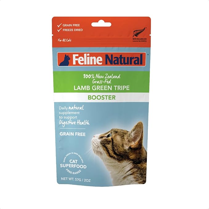Feline Natural Freeze Dried Lamb Green Tripe Cat Food Supplement - Grain-Free High Protein Natural Topper - 2 Oz Grass Fed Beef Freeze Dried Cat Treats-PawvioPets