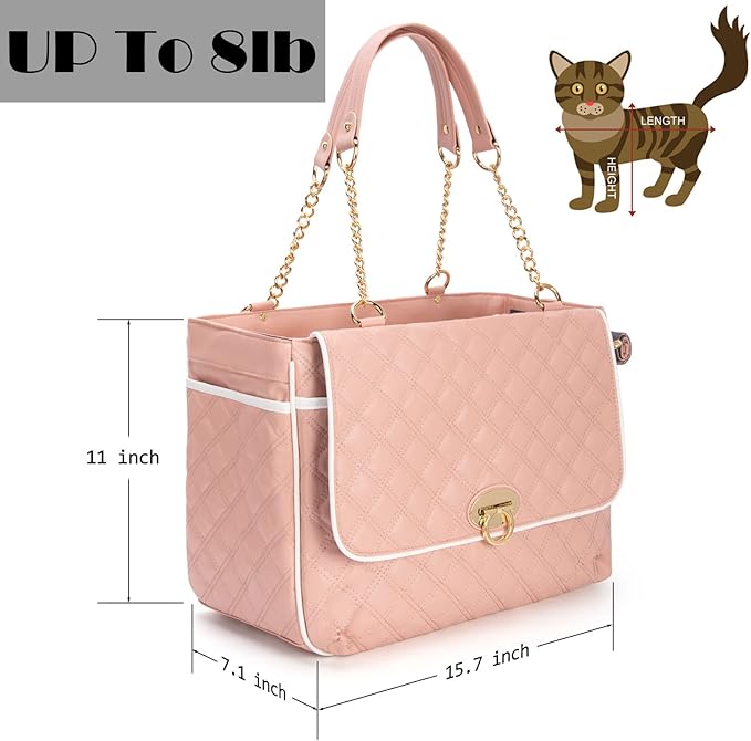 Fashion Pet Carrier Dogs Cat Small Animals Purse Bag, Leather Pet Carriers Dog Puppy Kitten Tote Travel Handbag TSA Airline-Approved-PawvioPets