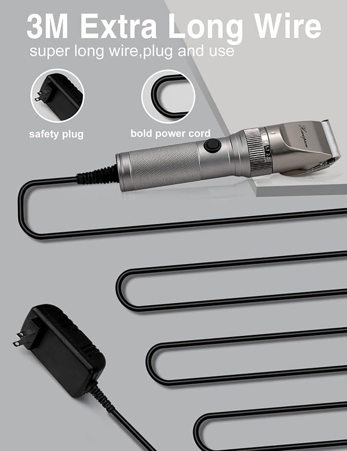 Dog Grooming Clippers High Power Dog Clipper for Thick Heavy Coats Low Noise Plug-in Pet Trimmer Pet Professional Grooming Clippers with Guard Combs Brush for Dogs Cats and Other Animals-PawvioPets