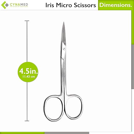 Cynamed Iris Micro Dissecting Precision Lab Scissors, Fine Point Straight - Perfect for Doctors, Nurses, EMS, Students, Education-PawvioPets