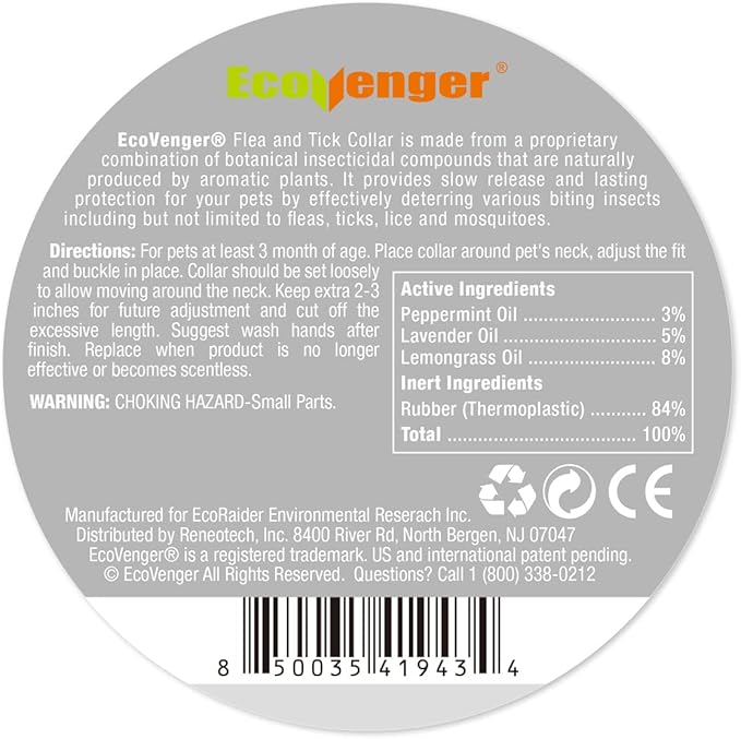 EcoVenger Flea & Tick Collar Repellent 2-Pack White, Fits Both Dogs & Cats, Built-in Pant-Based Formula Strong Repellency Slow Release, Lasting Deterrence and Protection, Pleasant Aroma, Waterproof-PawvioPets
