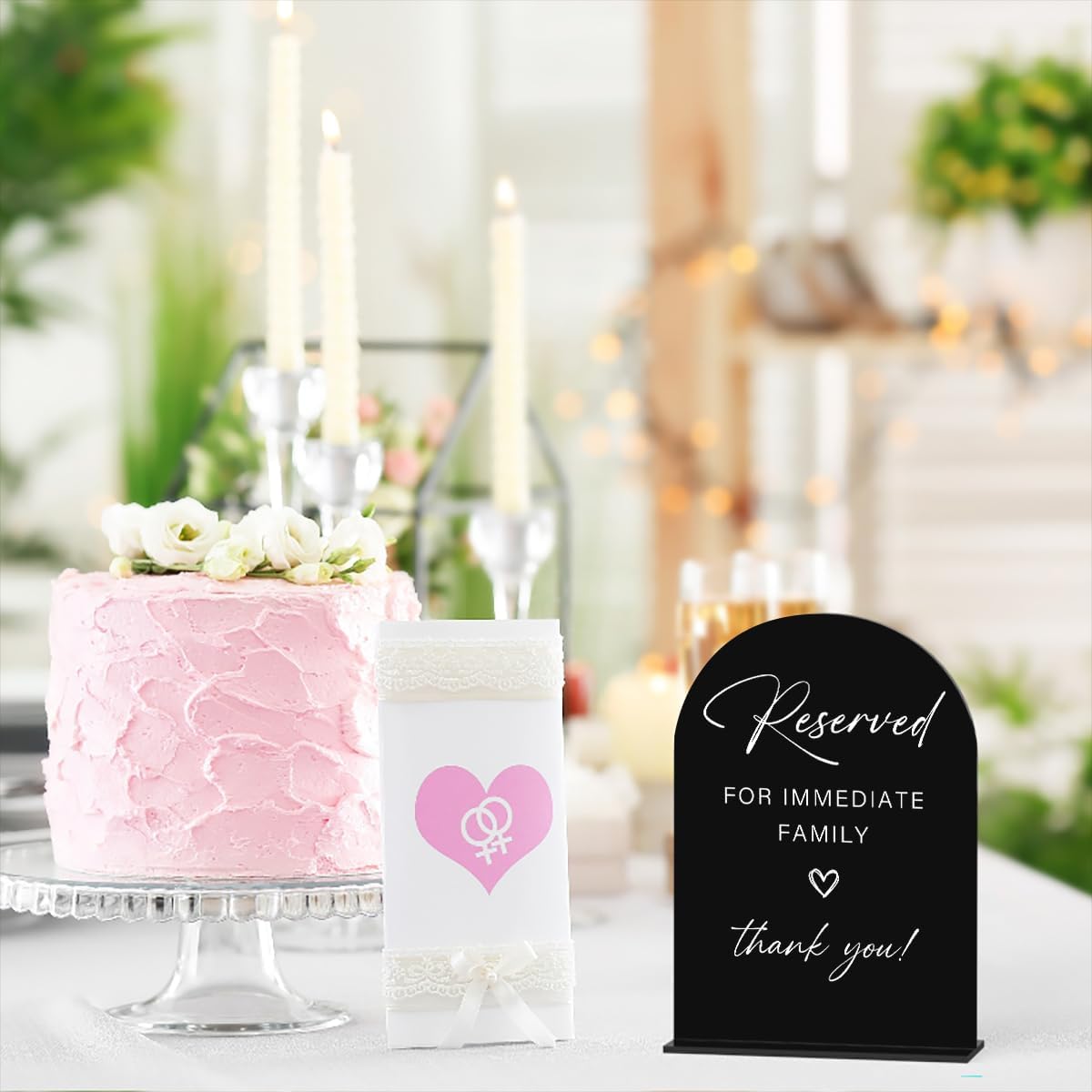 Acrylic Wedding Sign Wedding Signs for Ceremony Reserved for Immediate Family Sign for Wedding, Modern Calligraphy Arch Acrylic Table Top Sign for Wedding Reception and Event Party Table(black）