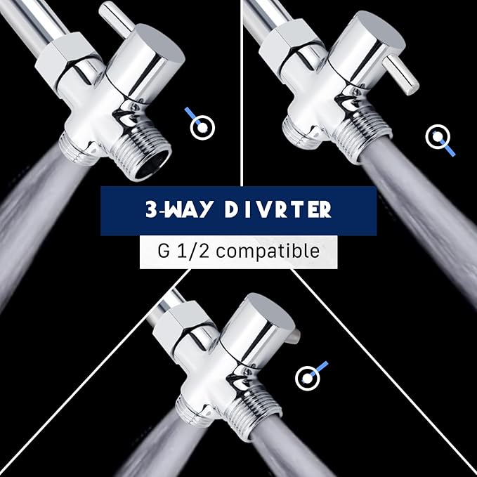 Dog Shower Attachment for Pet Bath,Dog Washing Hose Attachment,Dog Wash Sprayer Kit Includes 2-mode Dog Shower Handheld,118 Inches Stainless Steel Hose,G1/2" Metal Shower Diverter (Sprayer Kit)-PawvioPets