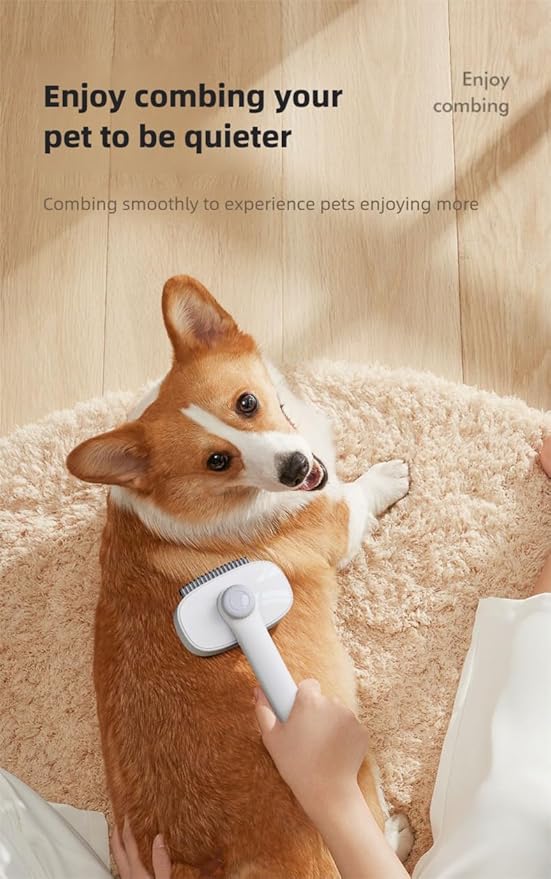 Adjustable Comb for Cats & Dogs: 2-in-1 Deshedding Brush with Hair Removal Board, Dematting Tool for Long/Short Hair - Undercoat Rake & Smooth Grooming Comb-PawvioPets