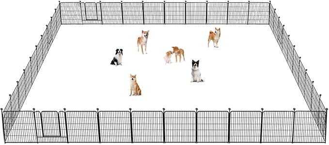 Dog Playpen 32 inch 40 Panels Indoor Outdoor Dog Pen for Medium/Small Dogs Heavy Duty Metal Dog Fence Outdoor for Yard, Puppy Playpen with Door Portable Pet Fence for RV Camping Yard-PawvioPets