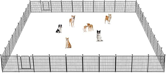 Dog Playpen 32 inch 40 Panels Indoor Outdoor Dog Pen for Medium/Small Dogs Heavy Duty Metal Dog Fence Outdoor for Yard, Puppy Playpen with Door Portable Pet Fence for RV Camping Yard-PawvioPets
