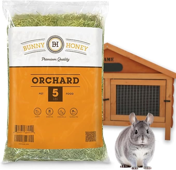 Bunny Honey Orchard Grass Hay for Guinea Pigs, Rabbits, Hamsters & Small Pets Fresh, High-Fiber, Supports Digestive Health & Dental Care, Non-Blended & Fresh Cut-PawvioPets