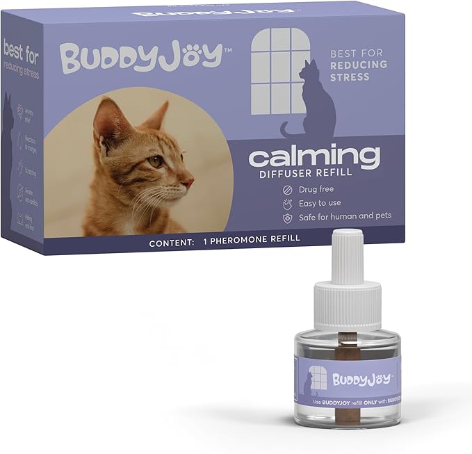 Cat Calming Diffuser Refills – Long-Lasting 30-Day Formula with Pheromones for Stress Relief, Relaxation, and Anxiety Reduction in Cats Easy to Use – (1 Refill)-PawvioPets