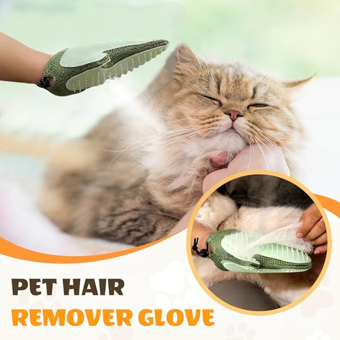 All-in-One Grooming Mist Glove for Pets, Cat Grooming Steam Gloves, Double Sided Pet Hair Remover Gloves for Clothes Furniture, Removal Glove Tool For Long Short Curly Dogs Cats Hair (Pink+Green)-PawvioPets