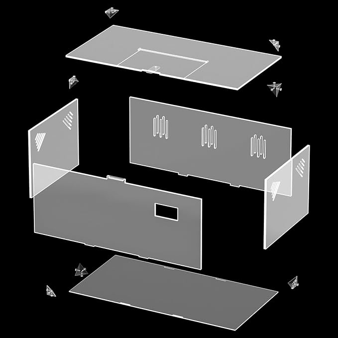 Acrylic Tarantula Enclosure, Reptile Terrarium Breeding Tank w/Temperature Hygrometer,Habitat Reptiles Feeding Box Isopod Terrarium Cage for Insect Lizard Home Office (Reptile-Tank-L(No Tray))-PawvioPets