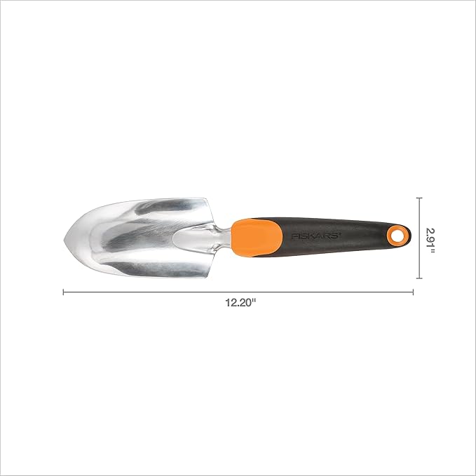Fiskars Ergo Garden Trowel for Digging and Planting, Heavy Duty Gardening Hand Tool with Hanging Hole-PawvioPets