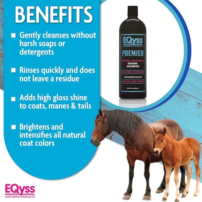 EQyss Premier Equine Horse Shampoo - Conditions and Moisturizes Coat, Enhances Color, Promotes Shine - Safe for All Horses & Pets, pH Balanced, USA Made-PawvioPets