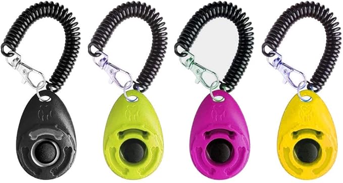 Dog Training Clicker with Wrist Strap - OYEFLY Durable Lightweight Easy to Use, Pet Training Clicker for Cats Puppy Birds Horses. Perfect for Behavioral Training 4-Pack (4colour)-PawvioPets
