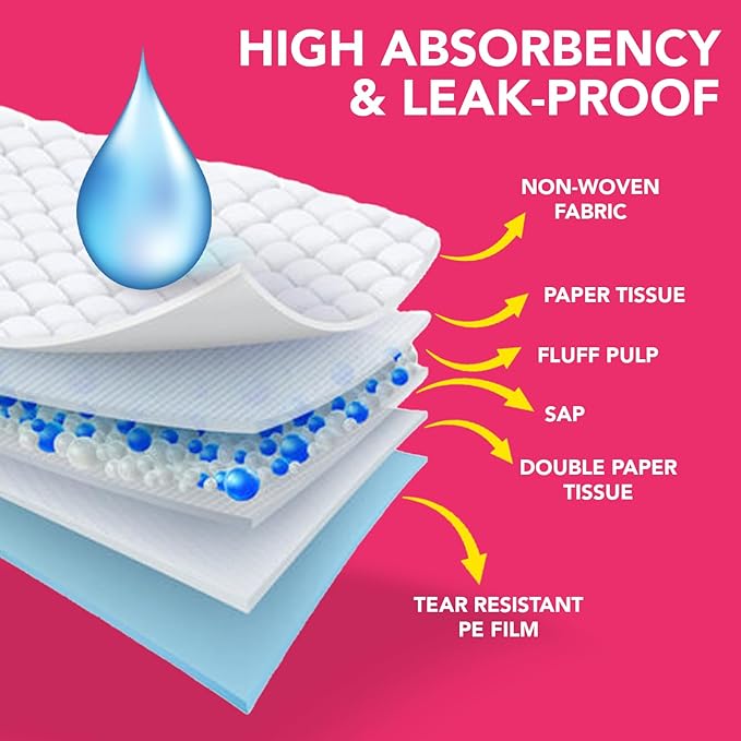 Disposable Dog Training Pads – Highly Absorbent Pee Pads with Quick-Dry Gel, Leak Proof Backing, Pheromonal Attractant for Housebreaking and Indoor Potty Training – 23 x 23 in (100 Count)-PawvioPets