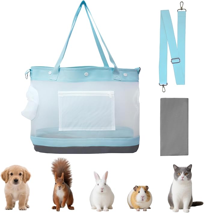 Dog Purse Carrier for Small Dogs Cat Kitty Puppy Rabbit Bunny Dog Cat Bag Carrier for Animals up to 22lbs Soft Sided Collapsible Pet Carrier Sling for Outing Travel Vet-Light Blue-PawvioPets