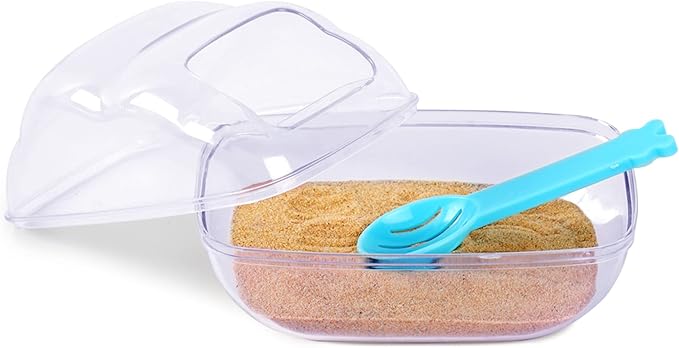 BUCATSTATE Hamster Sand Bath Container Hideout Hamster Toilet with Scoop Set Dust Bath Accessories for small animal,Gerbil,Syrian Hamster,Mouse,Rat (Purple, Medium)-PawvioPets