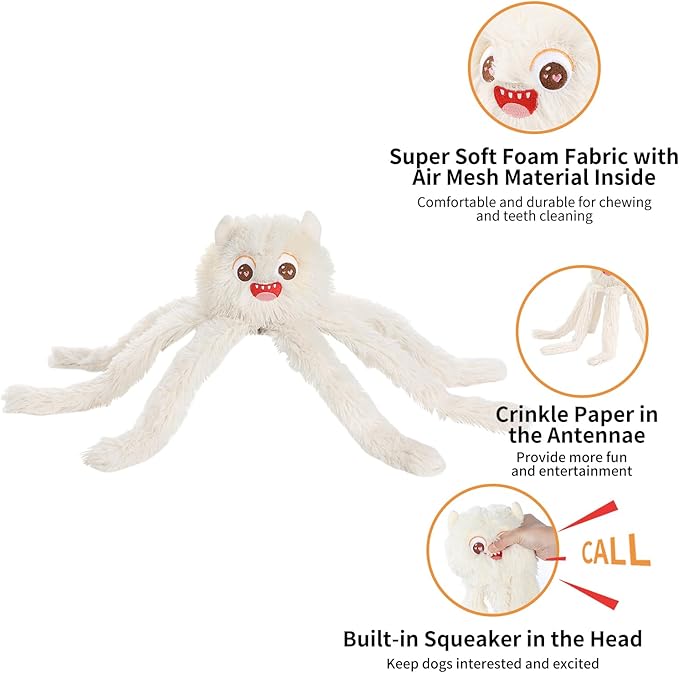 DODODOLA Dog Toys Squeaky Dog Toys with Crinkle Paper Cute Stuffed Octopus Durable Dog Plush Toys for Large Breed Dog Chew Toys for Small, Medium, Large Dogs-PawvioPets
