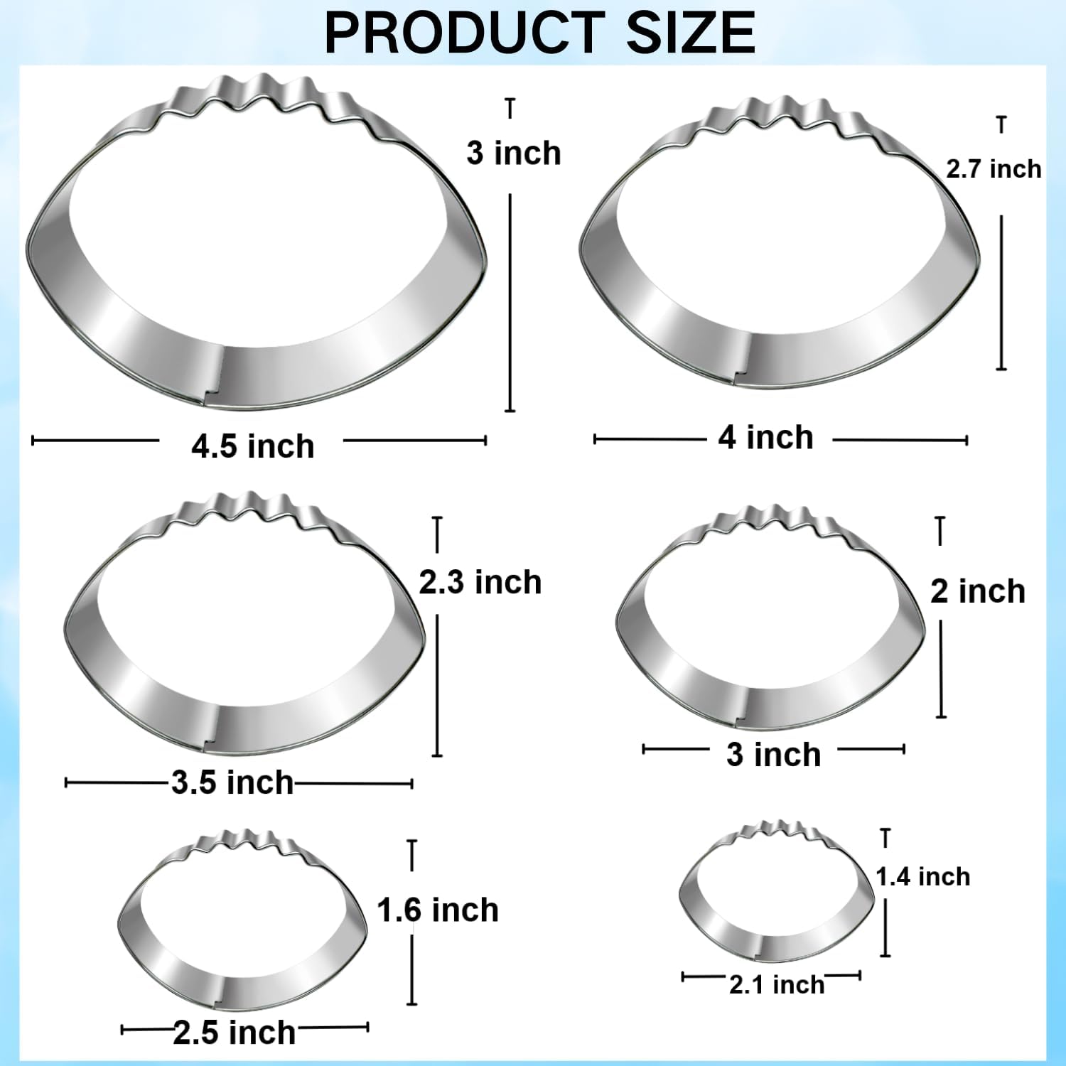 Football Cookie Cutter Set-6 Piece-4.5" 4.0" 3.5" 3.0" 2.5" 2"-Dishwasher Safe-Sports Cookie Cutters Bread and Fondant Baking Molds for Party