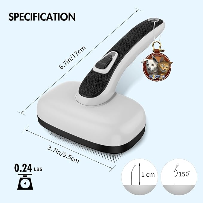 Dog Self Cleaning Slicker Brush for Shedding, Ideal for Short Long Haired Dogs, Including Cat. Removes Loose Fur, Undercoat, Mats, Tangled Hair. Suit for Large Medium Small Animal, Gray-PawvioPets