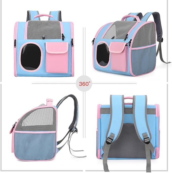 Cat Dog Carrier Backpacks,Pet Backpack Carrier, Bubble Backpack Pet Carriers with Breathable Mesh for Cats Small Dogs Puppies Animals for Travel, Hiking, Camping or Outdoor Use (Pink)-PawvioPets