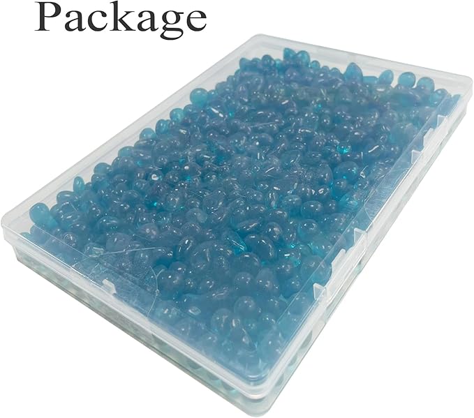 Glass Stones, 0.85LB/385g Aquarium Gravel Rocks, Blue Green Pebbles for Fish Tank, Sea Glass for Vase Filler Craft-PawvioPets