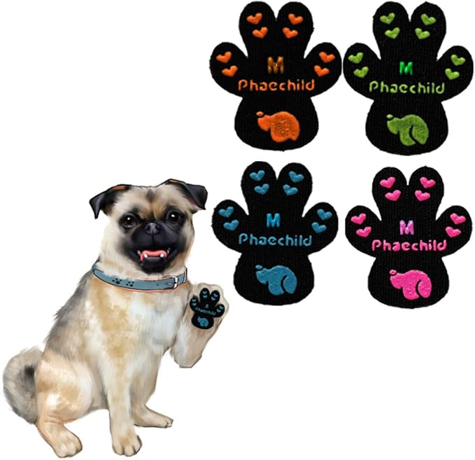 Dog Paw Pads Anti-Slip Grips,Dog Paw Protectors for Senior Dogs on Hot Pavement,Provides Traction to Keep Them from Slipping on Smooth Floors 20 sets-80 Pads Multicolor M-PawvioPets