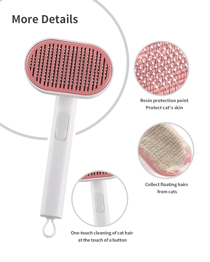 Cat Brush With Release Button - Self-Cleaning Sliker for Indoor Short Cats, Effortless Hair Removal, Gentle on Skin, Grooming for Shedding and Loose Fur-PawvioPets