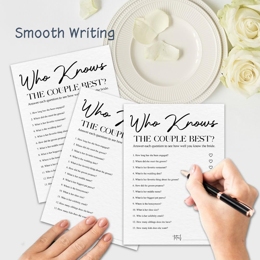 30 Minimalism Wedding Game Cards - Who Knows The Couple Best - Bridal Shower, Engagement, Mr & Mrs, Newlyweds, Wedding Games, Party Activities & Supplies - B06 ?White?