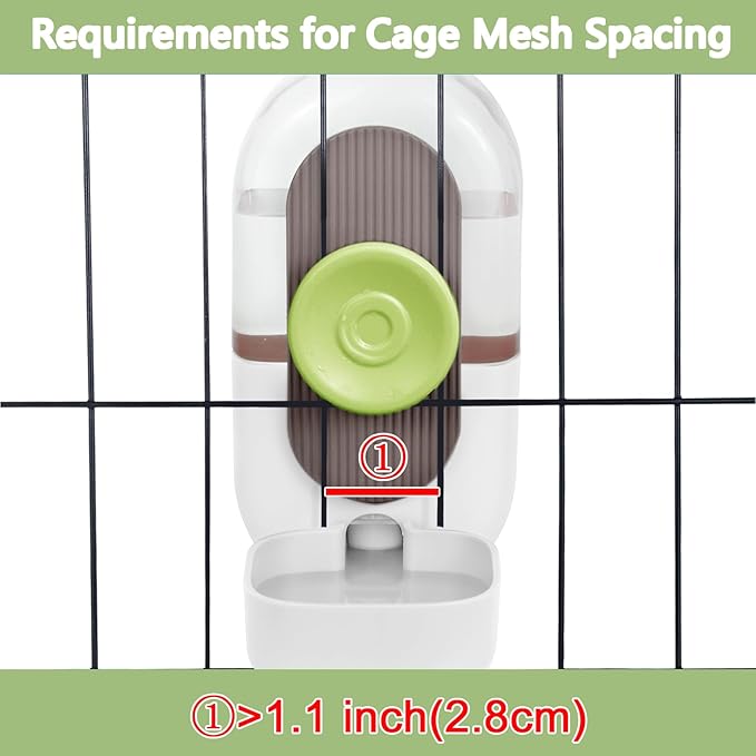 28oz Hanging Automatic Water Dispenser，Rabbit Water Bottle,Bunny Guinea Pig Ferret Water Bowl for Cage,Suitable for Small Animal Puppies(Cage Grid Spacing Over 1.2'')-PawvioPets