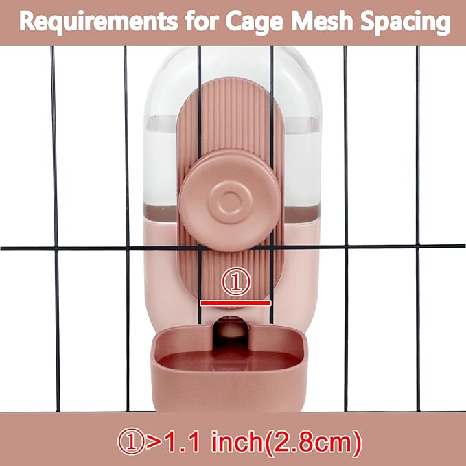 28oz Hanging Automatic Water Dispenser，Rabbit Water Bottle,Bunny Guinea Pig Ferret Water Bowl for Cage,Suitable for Small Animal Puppies(Cage Grid Spacing Over 1.2'')-PawvioPets