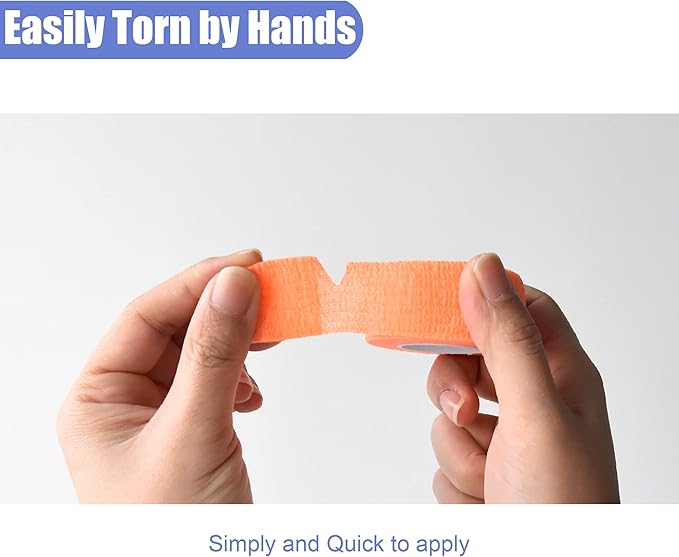 9 Pack 1" x 5 Yards Self Adhesive Bandage Wrap Self Stick Wrap for Ankle, Wrist, Finger, Sports, Breathable Cohesive Vet Tape for Pets (Light Orange)-PawvioPets