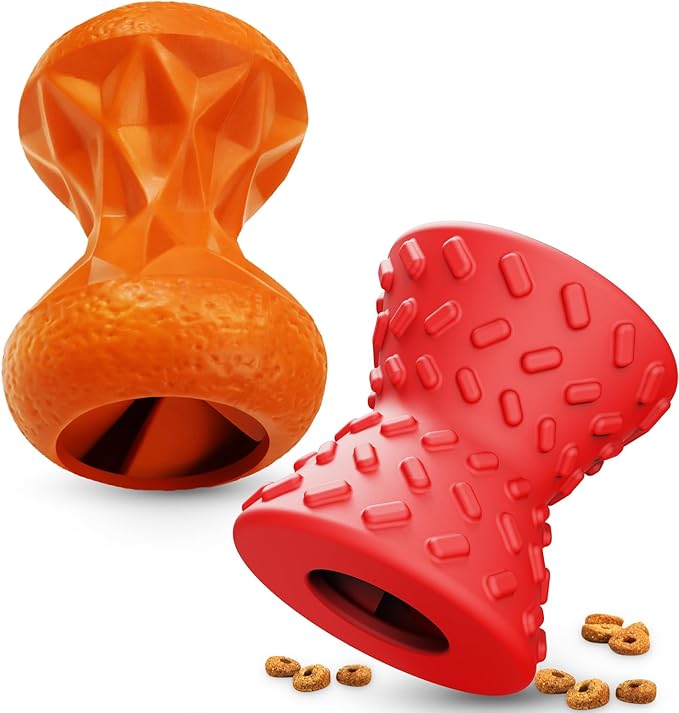 Dog Toys for Aggressive chewers, Indestructible Toy for Small Dogs Interactive Toy Dog chew Toys (Orange + Red)-PawvioPets