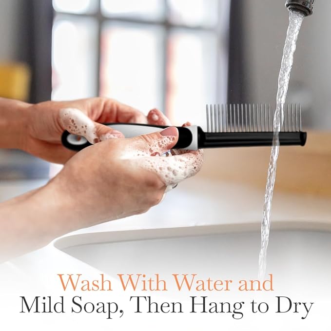 Fuller Brush Single-Sided Pet Comb - 25 Rust-Resistant Stainless Steel Pins - Ergonomic Rubberized Easy Grip Handle - Remove Tangles, Mats & Reduce Loose Hair - Tool for Grooming Dogs & Cats-PawvioPets