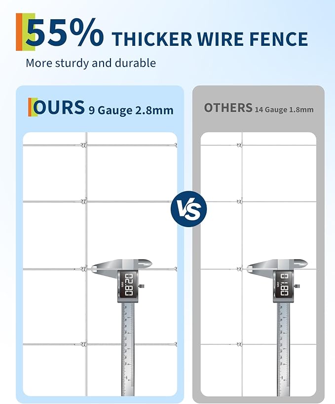 9GA Thickened Heavy Duty Cattle Farm Fence, 4ft x 164ft Galvanized Goat Deer Fence, Heavy Zinc Coating Hog Wire Fencing for Farm Livestock Animals Protection-PawvioPets