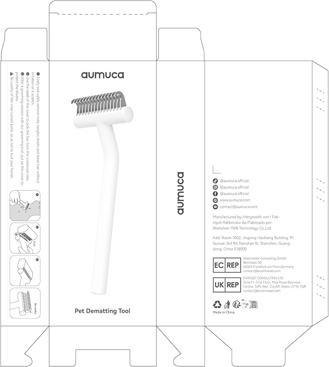 aumuca Undercoat Rake for Cats & Small/Medium Dogs – Deshedding Brush & Dematting Comb for Double-Coated Pets with Long or Short Hair, Matted Fur – Grooming Tool for Kitten, Puppy, Rabbit and Horse-PawvioPets