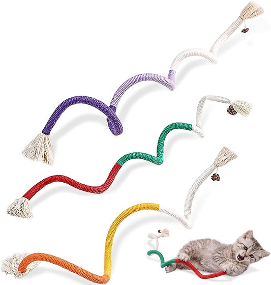 3 PCS Cotton Rope Cat Toys for Indoor Cats, Interactive Cat Rope Toys with Silvervine Fruit for Cats and Kittens, Handmade Pet Chew Toys for Teeth Cleaning-PawvioPets