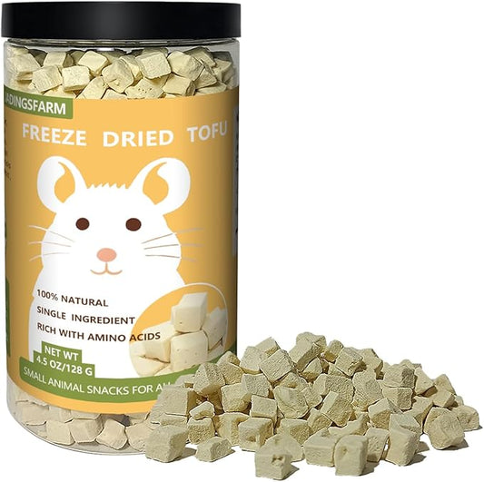 Freeze-Dried Tofu Hamster Treats, Grain-Free & Healthy Chews, High Protein Natural Snacks for Small Pets, Rabbits, Gerbils, Mice Degus, Chinchilla, 4.5 oz Pack-PawvioPets