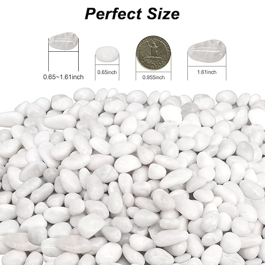 Aquarium Gravel,Landscaping Pebbles, Decorative Ornamental Pebbles Garden,Landscaping Stones Gravel Filler for Home Decoration Flower Bed Fish Tank Plants Vases Succulents (10 Pounds, White)-PawvioPets