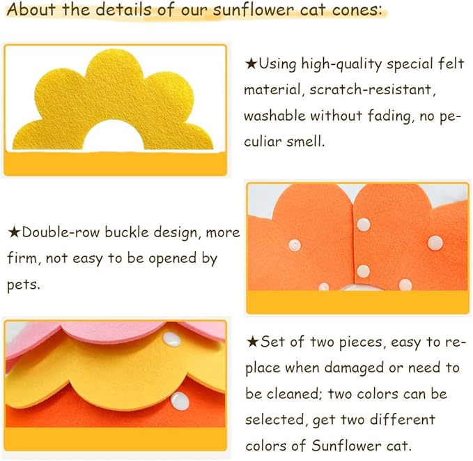 Cute Flower Recovery Collar - Adjustable M Size (2pcs), After Surgery Elizabethan Collar for Kittens, Cats, Puppies & Rabbits-PawvioPets